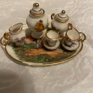 Limoges Gold and White Miniature Tea Set